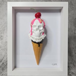 Pink Skull Cream in Frame