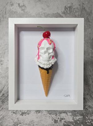Pink Skull Cream in Frame