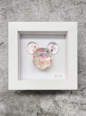 Resin Mickey Mouse in Frame – Clear in White